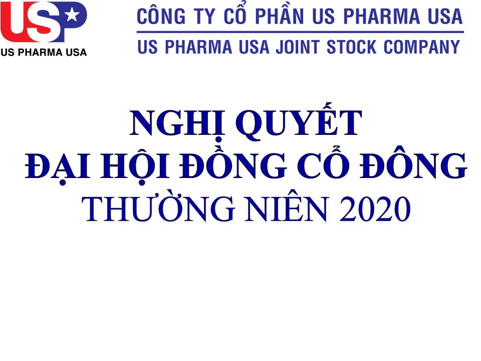 Nghị Quyết Đại Hội Đồng Cổ Đông Thường Niên Năm 2020 (Năm Tài Chính 2019)